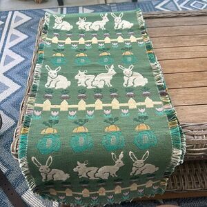 WC Designs Tapestry Cotton Table Runner Garden Rabbits Easter Spring 13x72”